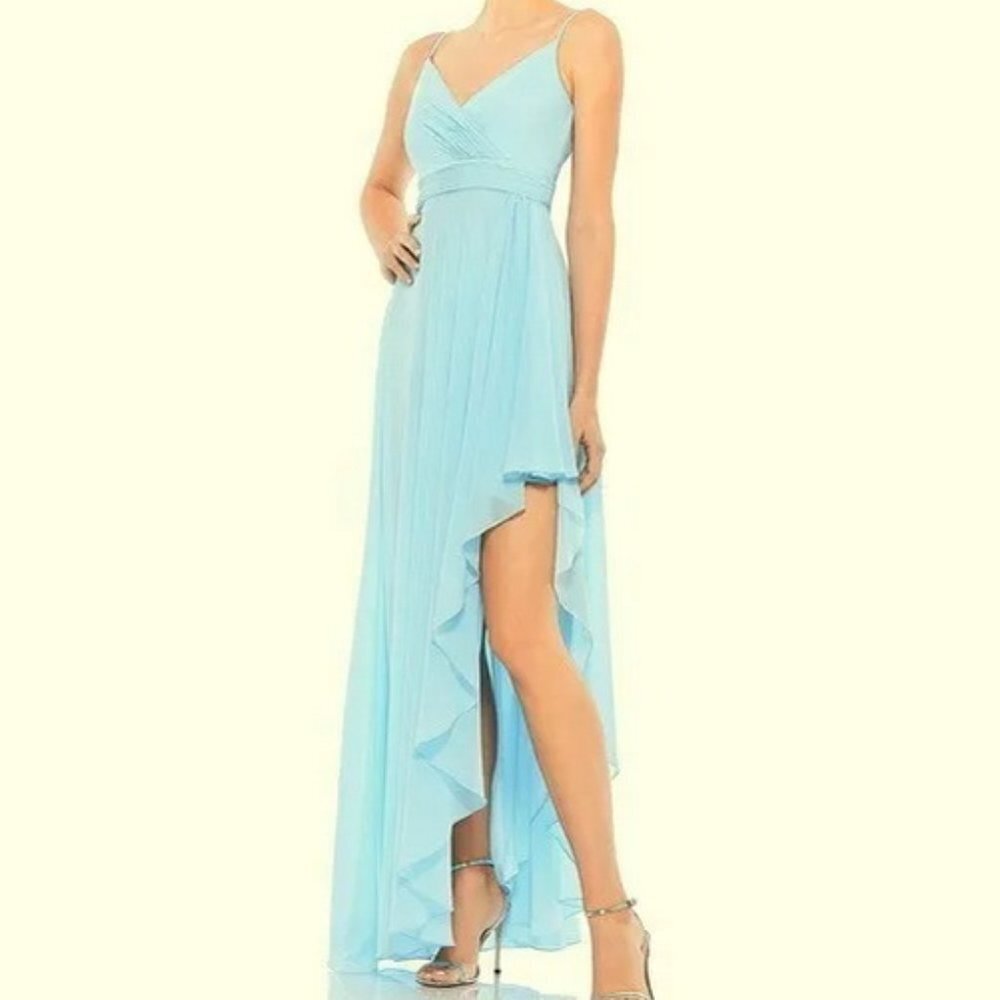 Ieena Mac Duggal Powder Blue Sweetheart Sleeveless High-Low Dress